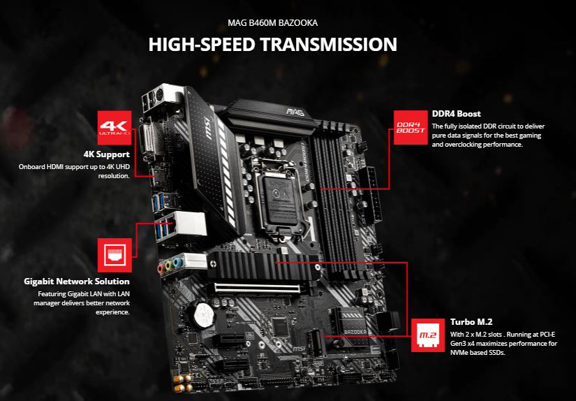 MSI MAG B460M BAZOOKA Motherboard Price in Bangladesh Tech Land BD